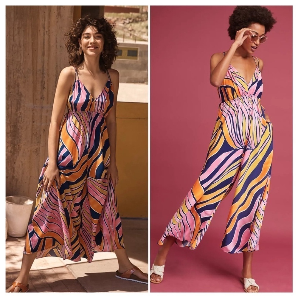 Maeve  Finley Wide Leg Jumpsuit VibrantSummer Colors  size 10 - Picture 13 of 15